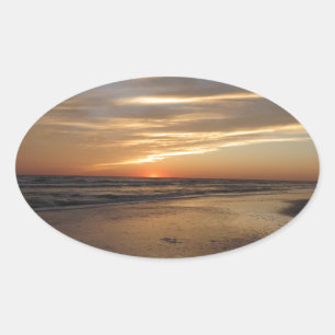 Siesta Key Beach Sunset Oval Sticker