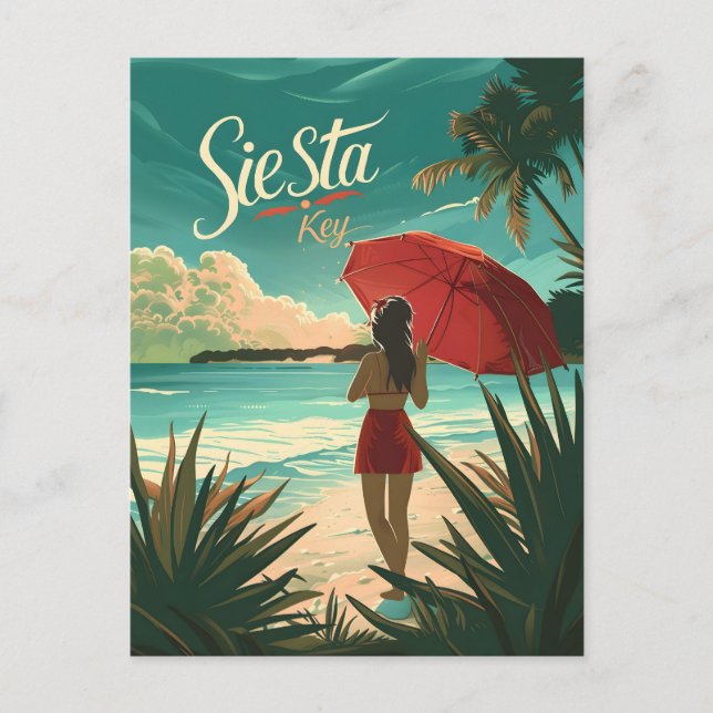 Siesta Key Beach Travel ad Postcard (Front)