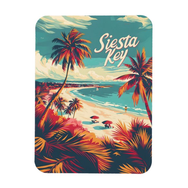 Siesta Key Beach Vintage Magnet (Vertical)