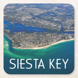 Siesta Key, Florida aerial photo Square Paper Coaster