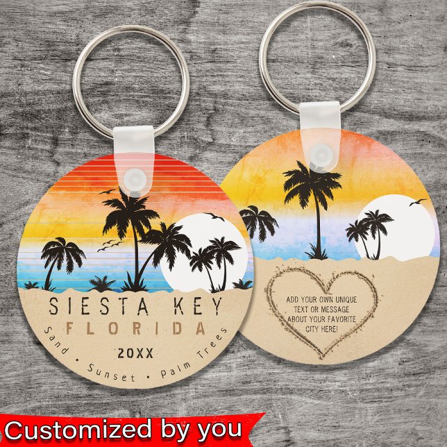 Siesta Key Florida Beach Retro Sunset Souvenir 80s Ring (Creator Uploaded)