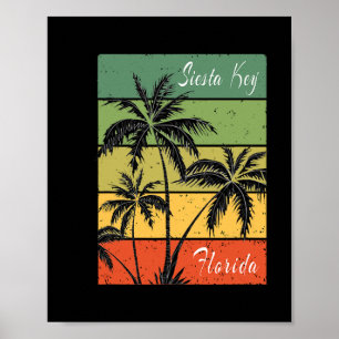 Siesta Key Florida Beach Sunset Vintage Souvenir G Poster