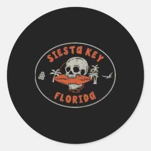 Siesta Key Florida Fl Vintage Surf Beach Front And Classic Round Sticker