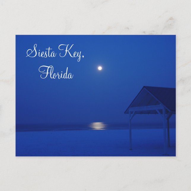 Siesta Key, Florida - Full moon over gulf at dawn Postcard (Front)