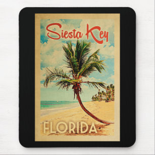 Siesta Key Florida Palm Tree Beach Vintage Travel Mouse Mat