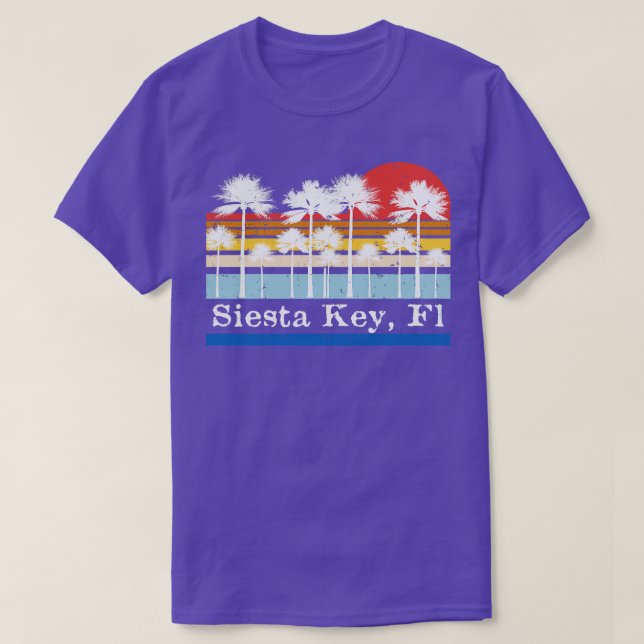Siesta Key Florida Palm Trees Coloblock Graphic Su T-Shirt (Design Front)