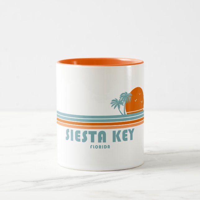 Siesta Key Florida Sun Palm Trees Two-Tone Coffee Mug (Center)