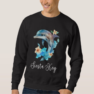 Siesta Key Florida Tropical Flowers Dolphin Girls  Sweatshirt