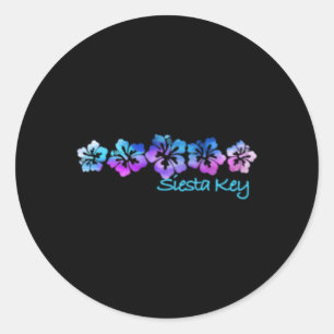 Siesta Key Florida Tropical FlowerVacation Beach Classic Round Sticker