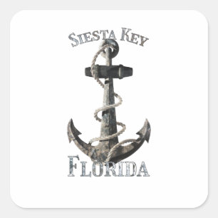Siesta Key Florida Vacation Nautical Anchor Sailin Square Sticker