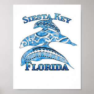 Siesta Key Florida Vacation Tribal Dolphins Poster