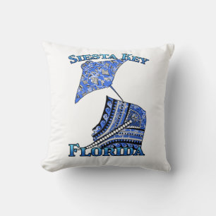 Siesta Key Florida Vacation Tribal Stingray Cushion