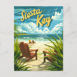 Siesta Key Florida vintage Postcard