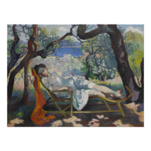 Siesta (Lady Sleeping in a Mediterranean Garden) Poster