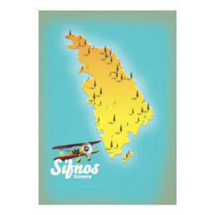 Sifnos Greece retro map Photo Print