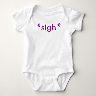 Sigh: baby bodysuit (purple text)