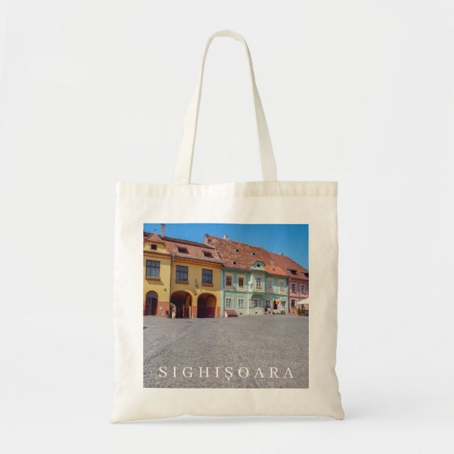 Sighisoara Citadel Square view tote bag (Front)