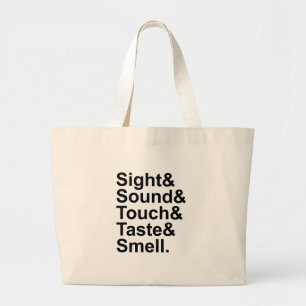 Sight Sound Touch Taste Smell Five Senses Large Tote Bag