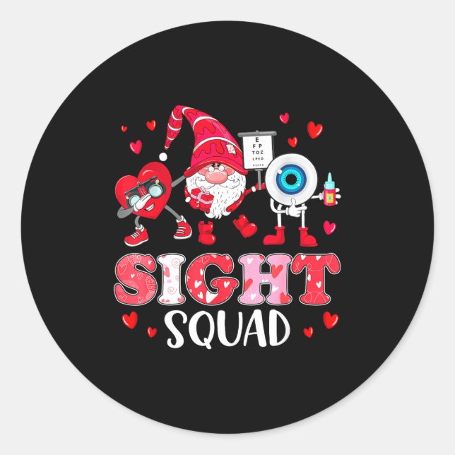 Sight Squad Optician Optometrist Dabbing Heart Val Classic Round Sticker (Front)