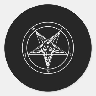Sigil Baphomet Pentagram Occult Satanic Goat Head  Classic Round Sticker