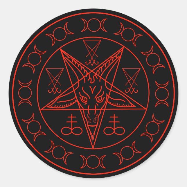 Sigil of Baphomet triple moon and sigil of lucifer Classic Round Sticker (Front)