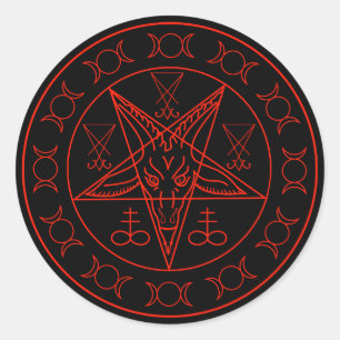 Sigil of Baphomet triple moon and sigil of lucifer Classic Round Sticker