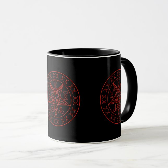 Sigil of Baphomet triple moon and sigil of lucifer Mug (Front Right)