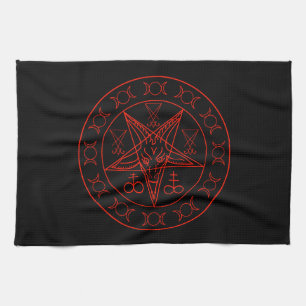 Sigil of Baphomet triple moon and sigil of lucifer Tea Towel