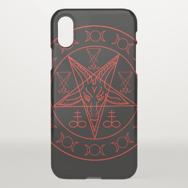 Sigil of Baphomet triple moon and sigil of lucifer Uncommon iPhone Case (Back)