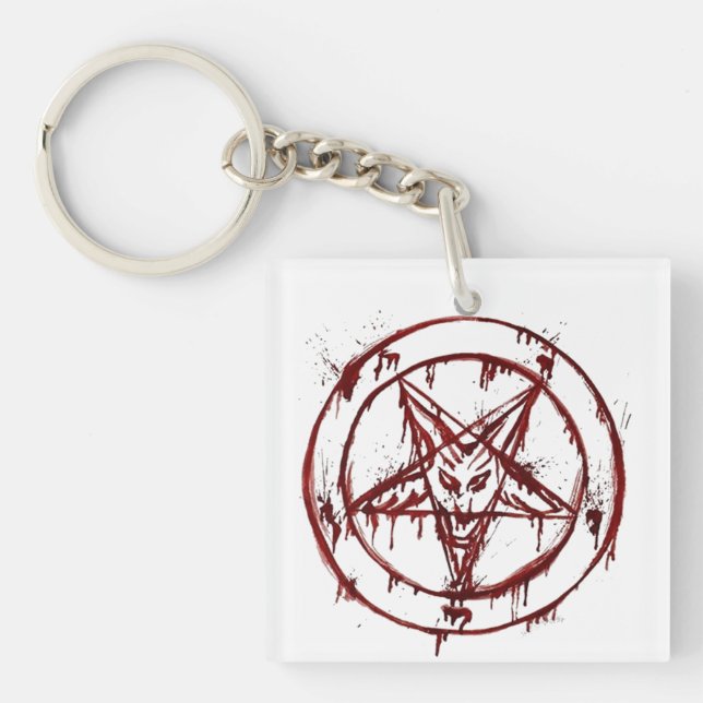 Sigil of Baphomet with Goat Head Key Ring (Front)