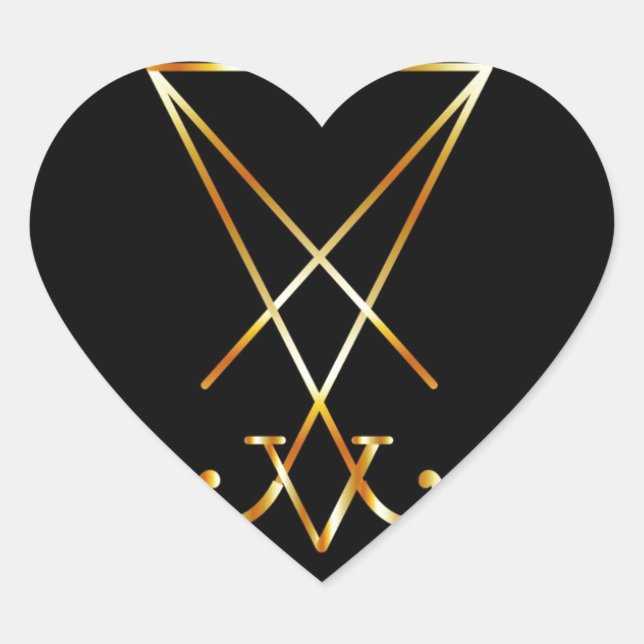 Sigil of Lucifer- A symbol of satanism Heart Sticker (Front)