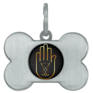 Sigil of Lucifer in a palm Pet ID Tag