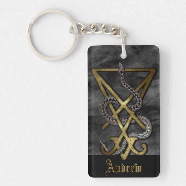 Sigil of Lucifer Serpent Occult Symbol Key Ring (Front)