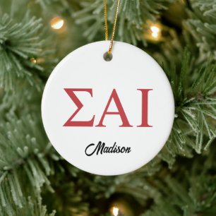 Sigma Alpha Iota Greek Letters Ceramic Tree Decoration