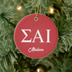 Sigma Alpha Iota Greek Letters Ceramic Tree Decoration