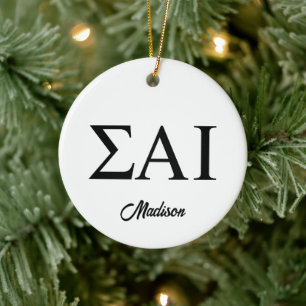 Sigma Alpha Iota Greek Letters Ceramic Tree Decoration