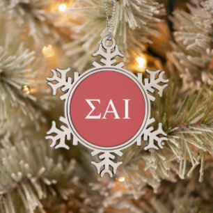 Sigma Alpha Iota Greek Letters Snowflake Pewter Christmas Ornament