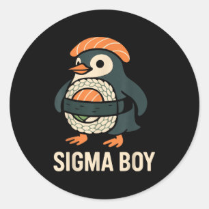 Sigma Boy Italian Brainrot Funny Meme Penguin  Classic Round Sticker