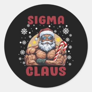 Sigma Claus Christmas Santa Men Boys Merry Rizzmas Classic Round Sticker