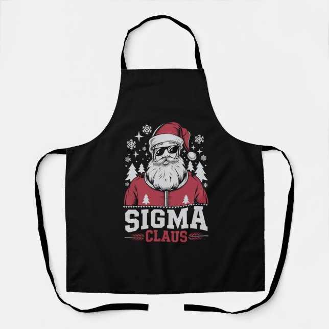 Sigma Claus Cool Santa Christmas Rizz Rizzler Meme Apron (Front)