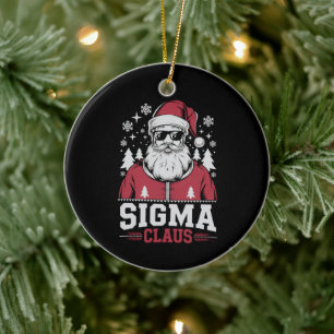 Sigma Claus Cool Santa Christmas Rizz Rizzler Meme Ceramic Tree Decoration