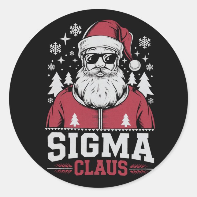 Sigma Claus Cool Santa Christmas Rizz Rizzler Meme Classic Round Sticker (Front)