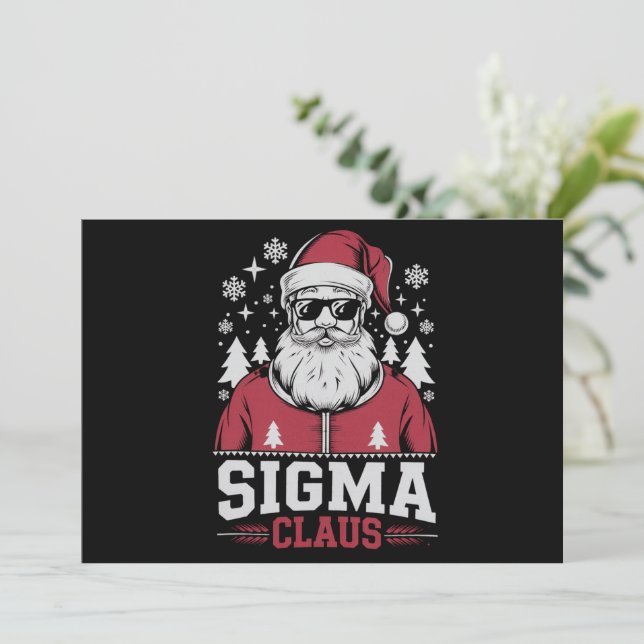 Sigma Claus Cool Santa Christmas Rizz Rizzler Meme Holiday Card (Standing Front)
