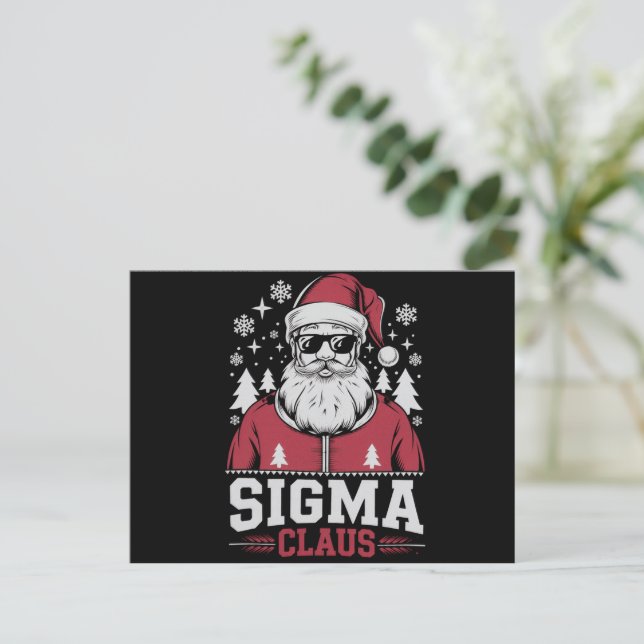 Sigma Claus Cool Santa Christmas Rizz Rizzler Meme Holiday Postcard (Standing Front)