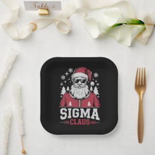 Sigma Claus Cool Santa Christmas Rizz Rizzler Meme Paper Plate