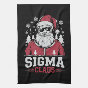 Sigma Claus Cool Santa Christmas Rizz Rizzler Meme Tea Towel