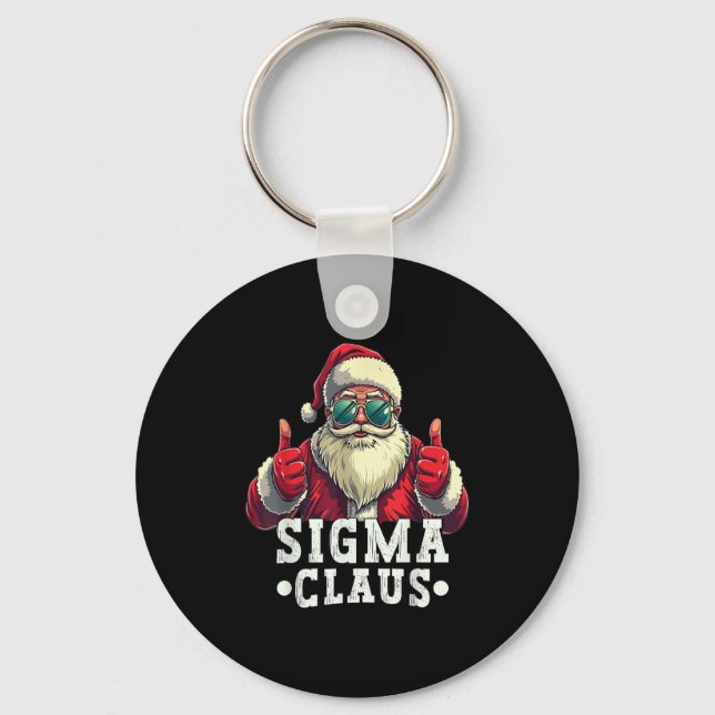 Sigma Claus Santa Funny Christmas Rizz Meme Xmas  Key Ring (Front)