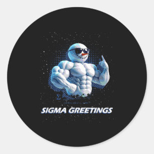 Sigma Greetings Bruh Snowman Rizz Merry Christmas Classic Round Sticker
