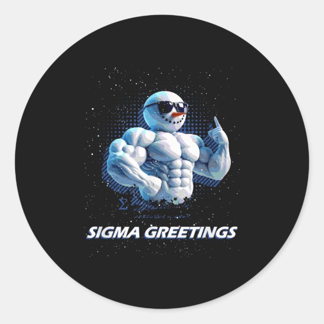 Sigma Greetings Bruh Snowman Rizz Merry Christmas  Classic Round Sticker (Front)