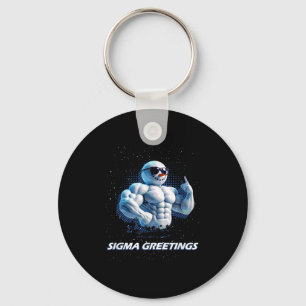 Sigma Greetings Bruh Snowman Rizz Merry Christmas Key Ring